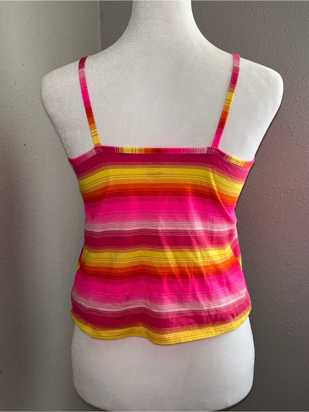 Striped Pink & Yellow Ruffle Tank Top - Picture 3 of 8
